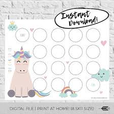 Reward Chart Printable Unicorn Incentive Chart Digital