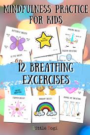 12 Breathing Exercises For Kids Printable Pdf Yoga Kids Meditation Mindfulness Exercise For Kids Yoga For Kids Breathing Exercises