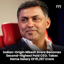 Nikesh Arora, the Indian-origin CEO of Santa Clara, California-based Palo  Alto Networks, is one such name. Arora, who is the chairman-CEO of Palo  Alto Networks, reportedly earns a winsome amount of USD