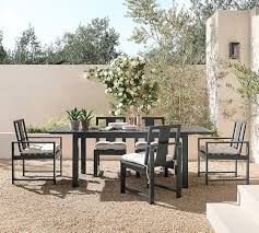 Indio Metal Extending Dining Table Slate Potterybarn Outdoor Dining Chairs Metal Dining Table Concrete Dining Table