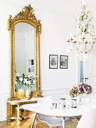 glamorous dining interieur spiegel witte muur