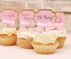 Tender vanilla cupcakes with pink lemonade buttercream frosting! Amazon Com Pink And Gold Baby Shower Cupcake Toppers Baby Girl Shower Party Decorations Gold Glittered Party Picks 12ct Handmade