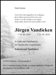 Vandieken v & thamdrup b (2013). Traueranzeigen Von Jurgen Vandieken Www Westfalen Blatt De