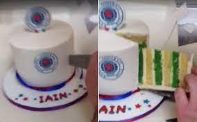 Scott brown was confronted by a rangers fan outside ibrox (twitter). Rangers Celtic Birthday Cake Prank