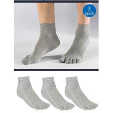 Florata Men Toe Socks Cotton Running Five Finger Crew Socks For Unisex 3 Pack Black Gray White One Size