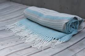 Light Blue Linen Blanket Throw Riccio Pecora High Quality Woolen Silk And Linen Products Ponchos Shawls Blankets And Throws