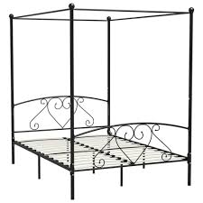 4 corner stainless steel bed canopy net frame mosquito twin full queen king. Canopy Bed Frame Black Metal 140x200 Cm