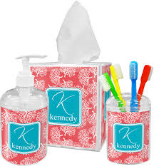 Shop 63 top teal bathroom accessories and earn cash back all in one place. Coral Teal Acrylic Bathroom Accessories Set W Name And Initial Youcustomizeit