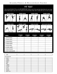 Insanity Workout Chart Download A Copy Of The Fit Test Chart