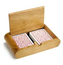 Wooden double deck playing card box case storage holder 6 x 4 1/2 x 1 3/4. 2 Deck Poker And Bridge Size Wooden Card Box