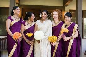 Pretty Purple And Gold Bridesmaids Bridesmaiddresses Bridesmaid Saree Indian Bridesmaids Indian Bridesmaid Dresses