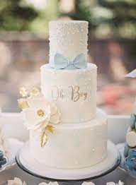 Pastel Blue Garden Baby Shower Inspired By This Baby Shower Cakes For Boys Blue Baby Shower Cake Baby Shower Cupcakes
