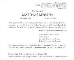 Traueranzeigen von Matthias Kersten