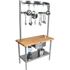 Not included wayfair north america $ 1292.75. Kitchen Carts Butcher Block Counter Top Cucino Grandioso With Stainless Pot Rack And Casters By John Boos Kitchensource Com
