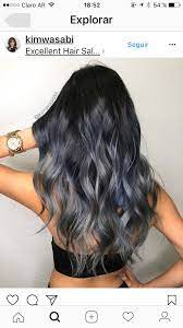 Blue Accents Hair Color For Black Hair Grey Ombre Hair Smoke Hair