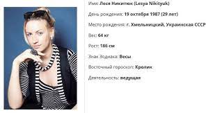 Биография, рост и вес леси никитюк. Lesya Nikityuk Rost I Ves Kakoj Razmer Grudi Razmer Nogi Instagramm