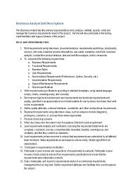 Business Analyst Job Description The Business Analysthas The Primary Responsibility To Elicit Analyze In 2020 Business Analyst Job Description Business Analyst Resume