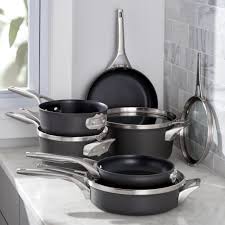 Calphalon Stackable 10 Piece Cookware Reviews Crate And Barrel Calphalon Cookware Induction Cookware Cookware Set