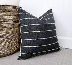 Black And White Striped Pillow Shams Black And Ivory Stripe Two Tone Linen Pillow Cover Lumbar Pillow 12 X 24 Inch Linen Pillow Covers Burlap Pillows Linen Pillows