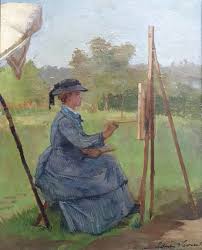 French painter Marie Adrien Lavieille was born #onthisday in 1852 🎨 The  Steps by the Flowers 🎨 Self-Portrait at the Easel