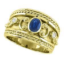 Oval Blue Sapphire Diamond Byzantine Ring 14k Yellow Gold 0 73ct In 2021 Byzantine Rings Fine Diamond Jewelry Pink Tourmaline Engagement Ring
