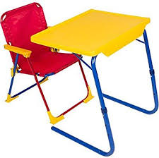 Amazon Com Table Mate 4 Kids Plastic Folding Table And Chair Set Red Blue Yellow Kitchen Dini Desk And Chair Set Folding Desk Art Activities For Toddlers