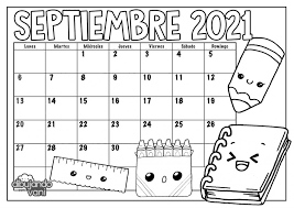 Taller de metodología de estudio. Septiembre 2021 Para Imprimir Y Colorear Calendario Dibujando Con Vani