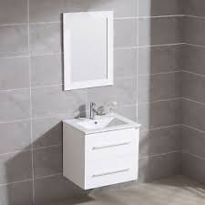 For a powder room this small, a mirror hung at an angle above a corner sink maximizes every inch (and clutter can be stashed behind the fabric this is especially convenient for anyone who doesn't have a hidden cabinet behind the bathroom sink. 24 Wall Mount Bathroom Vanity Floating Sink Cabinet Mirror Faucet Single 192695004149 Ebay