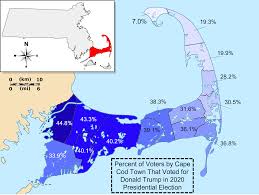 Cape Cod Towns Showing Percent of Vote for Donald Trump in 2020 Election :  rMapPorn