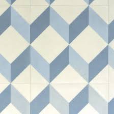 Destockage Sol Lino Carreaux De Ciment Cube 3d Bleu Larg 4m Sol Vinyle Sol Pvc Carreau De Ciment