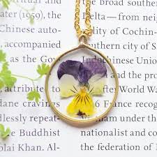 Small Australian Pansy In Resin Real Pressed Flower Etsy Pansies Pressed Flower Necklace Pressed Flowers