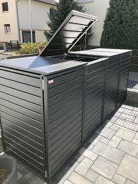 Mulltonnenbox Aluminium Dezent Fur 4x 240 Liter Mit Klappdach Und Automatikoffner In Dunkelgrau Oder Hellgrau Als In 2020 Garden Shed Diy Garden Boxes Diy Shed Homes