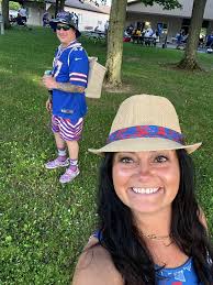 My Hubby🤠 sporting our Aldi's backpack cooler. It's amazing❤️💙Go Bills !! 