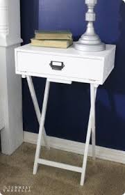 Tv Tray To Campaign Nightstand Knock Off Decor Diy Nightstand Diy Furniture Redo Diy Furniture Projects