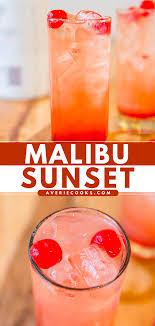Using pineapple juice, malibu rum, and grenadine.its the perfect . Malibu Sunset Fruity Malibu Drink Recipe Averiecooks Com