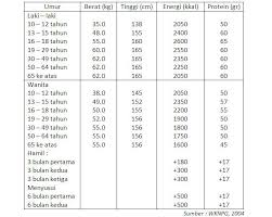Angka Kecukupan Gizi Yang Dianjurkan Dan Masalah Gizi Di Indonesia Masakan