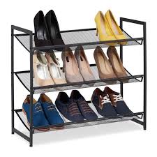 3 x schuhschrank schuhregal aus geflammten holzkisten schuhablage für 12 paar. Relaxdays Schuhregal Metall 9 Paar Schuhe 3 Ablagen Erweiterbar Platzsparend Offen Hxbxt 63 5x74x31 Cm Schwarz Cdiscount Bricolage