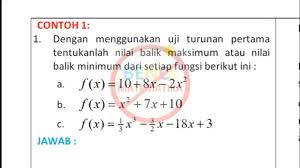 Jika grafik mempunyai titik puncak (1, 2), tentukan nilai a dan b. Nilai Balik Maksimum Minimum Contoh 1 Revisi Youtube