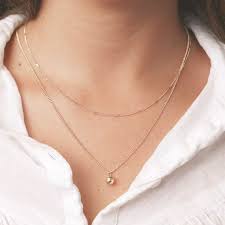 Gold Layered Necklaces Set Tiny Ball Pendant Delicate Thin Etsy Gold Necklace Layered Layered Necklace Set Simple Circle Necklace