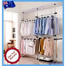 Flexi Garment Rack Diy Coat Hanger Clothes Wardrobe Double Pole Free Hook Shelf Weekly Best Seller Garment Racks Diy Clothes Hanger Rack Diy Clothes Hang