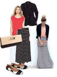 Black And White Maxi Skirt Outfit Four Ways To Wear A Maxi Skirt To The Office Loop Looks Striped Maxi Skirt Outfit Maxi Skirt Outfits Maxi Skirt Dress