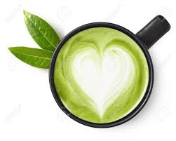 Cup Of Green Tea Matcha Latte With Heart Shaped Art Isolated ...