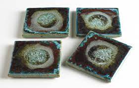 Crushed Glass Coaster Set Coasters Tabletop Home Furnishings The Museum Shop Of The Art Institute Of Chicago Crushed Glass Pottery Pieces Pottery Animals