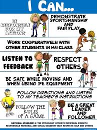 Pe Poster I Can Statements Standard 4 Personal And Social Behavior Elementary Physical Education Physical Education Lessons Physical Education