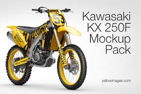 Kawasaki Kx 250f Mockup 5 In 1 Pack In Handpicked Sets Of Vehicles On Yellow Images Creative Store