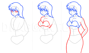 Anime eyes are big and exaggerated, and they usually take up about 1/4 to 1/5 of the height of the face. How To Draw Anime Body Figures Step By Step Drawing Guide By Dawn Dragoart Com