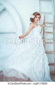 Firm, youthful, protuberant, and crowned by a. Wedding Hairstyle Fashion Photography In A Chic White Long Puffy Dress Beautiful Young Woman In A Lush Curvy Designer Dress Canstock