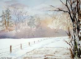 wintermoods landschaft pastell aquarell