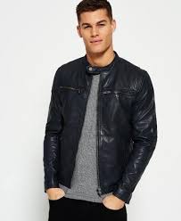 Superdry Classic Real Hero Biker Leather Jacket Grey Leather Jacket Men Black Leather Jacket Men Leather Jacket