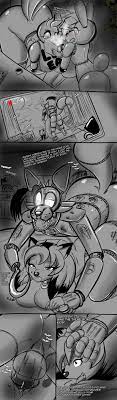 2014 3girls 4boys animatronic areola avian balls bear big breasts  bird bonnie (fnaf) breasts canine chica (fnaf) comic english text erect  nipples erection female five nights at freddy's fox
